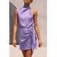 thumbnail image 5 of Vestido PRETTYGARDEN Morado Sin Mangas de Satén con Cinturón Talla XXL, 5 of 8