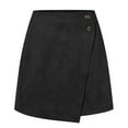 thumbnail image 4 of Manxivoo Black Mini Skirt Women's Basic Faux Suede High Waist a Line Mini Pencil Bodycon Skirt Skirts for Fall 2023 Black M, 4 of 10