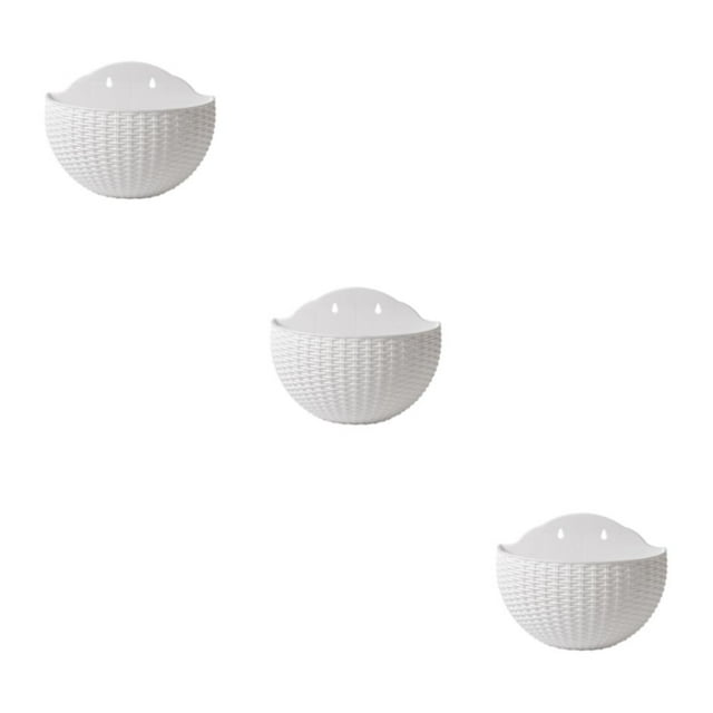 Youkk Easy To Install Double-layer Plastic Flowerpot For Walls Drainage Flower Pot White 3Set