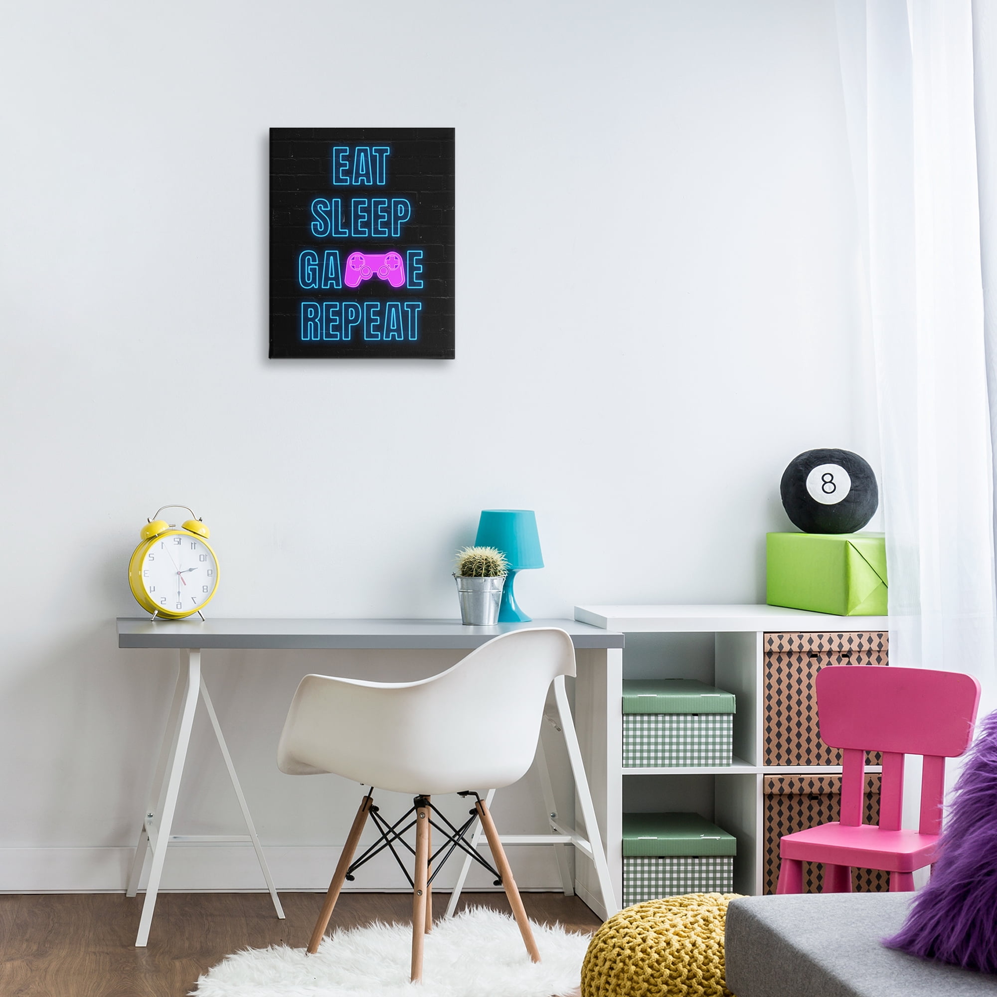Stupell Industries Neon Gamer Lifestyle Typography Painting Gallery Wrapped Canvas Art Print Wall Art, 16 x 20