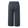 thumbnail image 3 of Capri Pants for Women Summer Baggy Comfy Straight Wide Leg Solid Elastic Waist Cropped Capris Soft Slacks(Dark Gray,M), 3 of 7