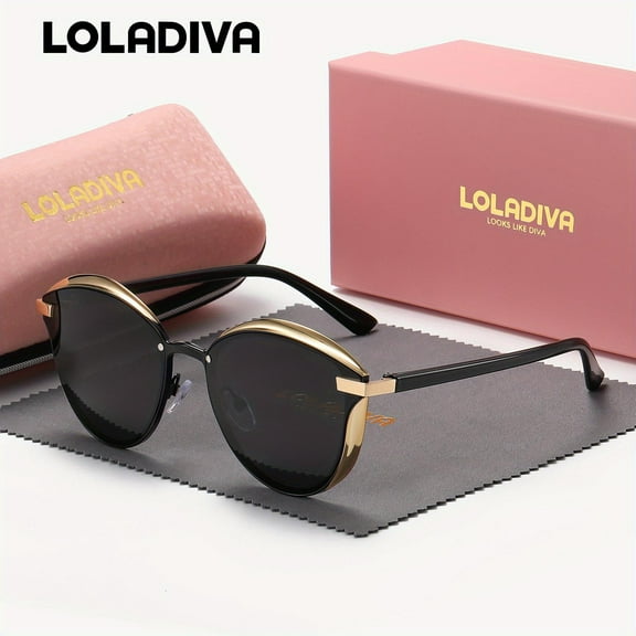 LolaDiva Unisex Fashion Cat-eye Frame Polarized Sunglasses Outdoor Activities Dressing Driving Sunglasses