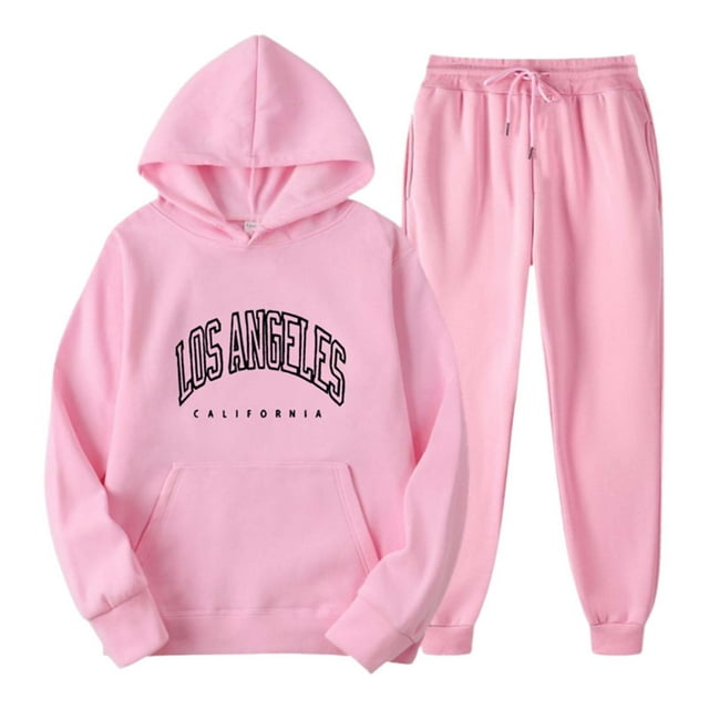 WEIYLL Ensembles de Tenues pour Femmes Assortis Chandails en Molleton Doublés Confortables Chandail à Capuche Rose Vêtements d'Automne Extérieur pour Femmes, Taille G