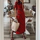 thumbnail image 1 of WILLBEST Vestidos con Curvas para Mujer, Vestido Largo de Verano A Rayas, Manga Corta, Cuello En V, Informal, Suelto, Largo, para Playa, con Abertura Grande, 1 of 3