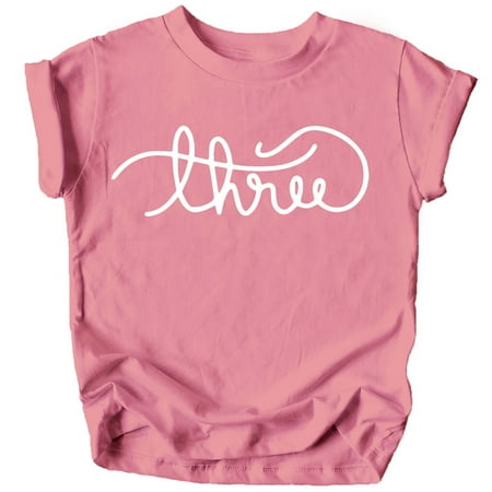 

Olive Loves Apple Girls Cursive Three Shirt for Toddler Girls 3rd Birthday Outfit Mauve Shirt