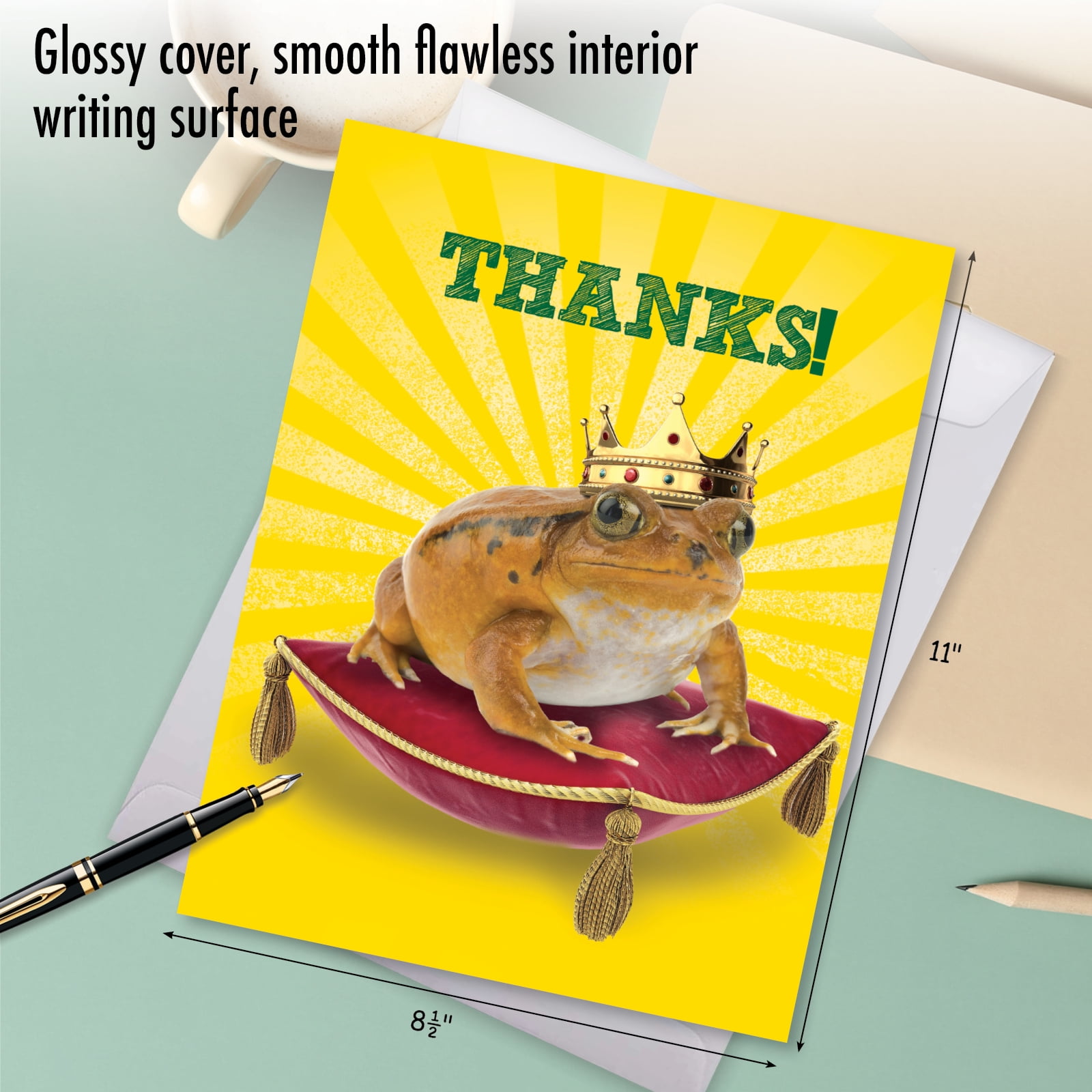 XL Frog Prince Thank You Card with Envelope 85 x 11 Inch