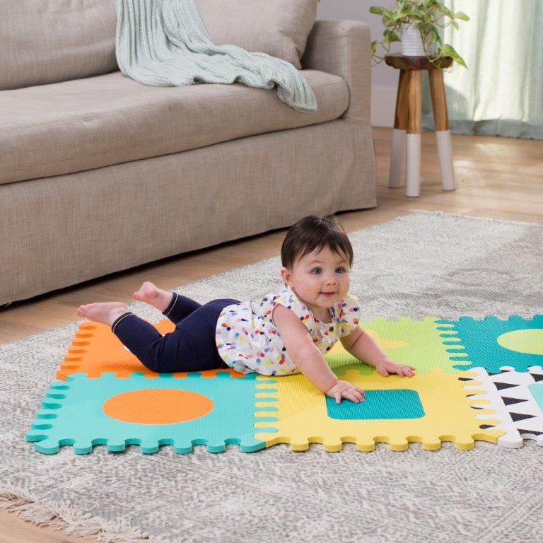 Baby Play Puzzle Mat Interlocking Soft Foam Pop-Out Shapes Toy 6-Piece 