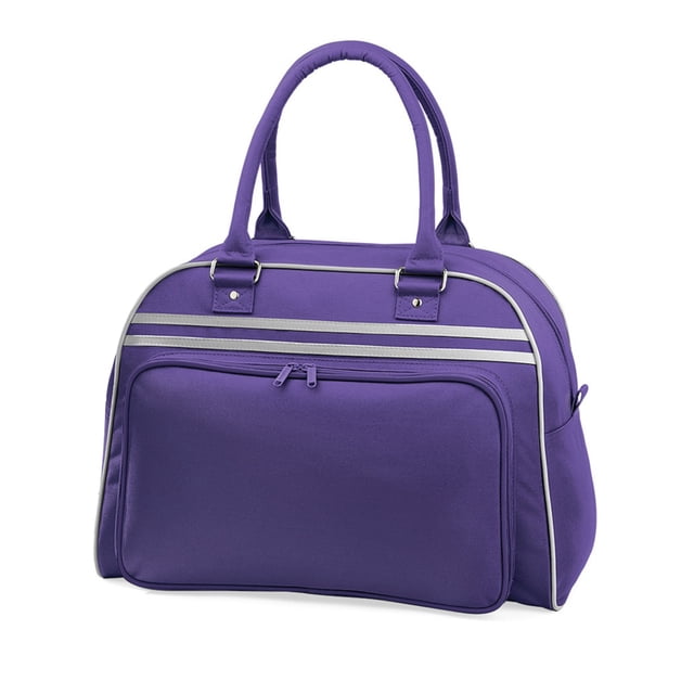 Bagbase - Bolsa deportiva de viaje estilo bolos retro (23 Litres) (Paquete de 2) (Morado/gris) Bagbase UTBC4430_purplelightgrey