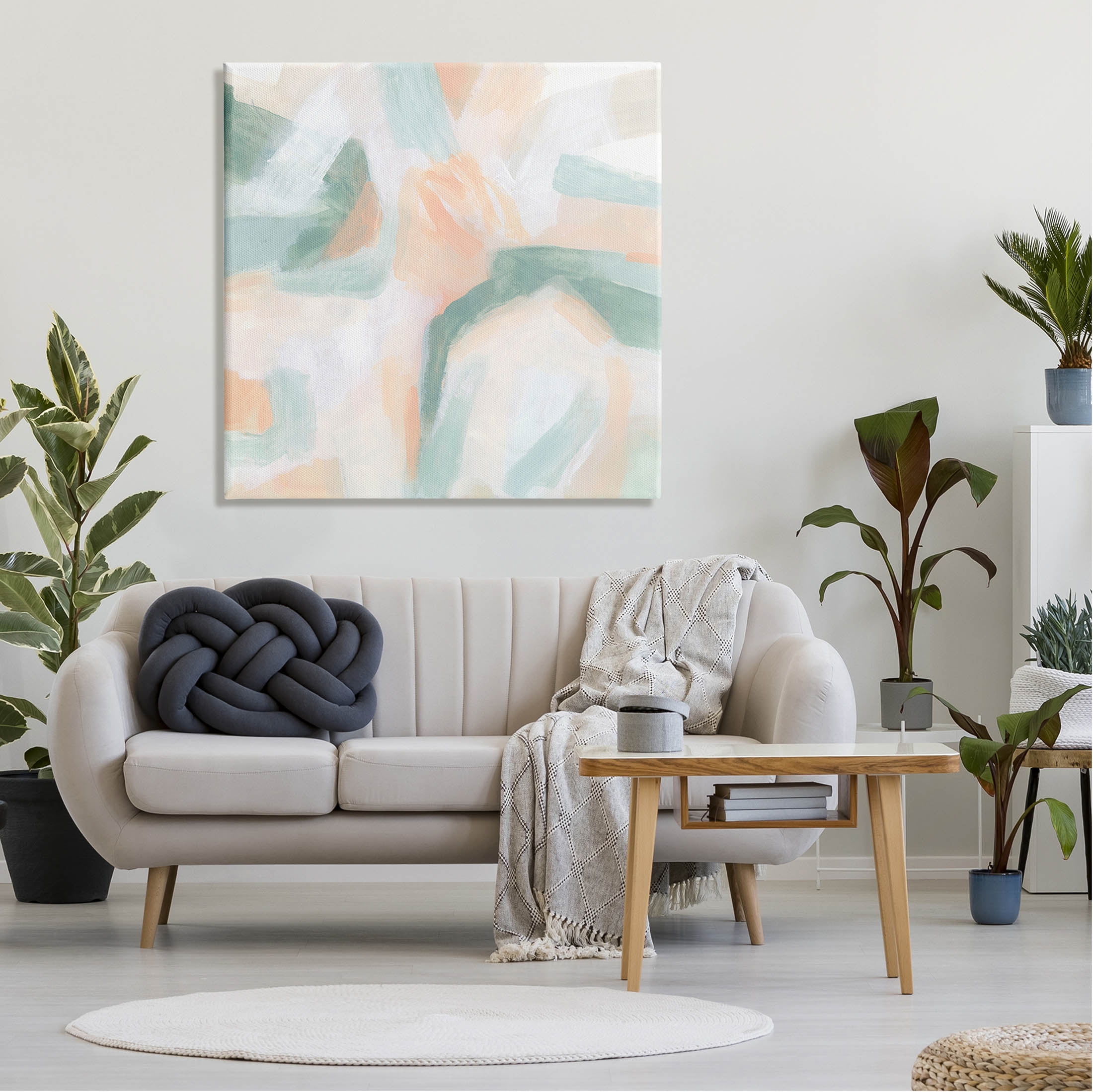 Soft Pastel Shapes Abstract Abstract Painting Gallery Wrapped Canvas Print Wall Art