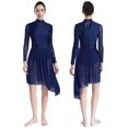 thumbnail image 3 of Vestido de baile lírico de Ballet con lentejuelas brillantes para mujer, cuello simulado, manga larga, dobladillo Irregular, vestidos de patinaje artístico gimnástico, disfraces, 3 of 5