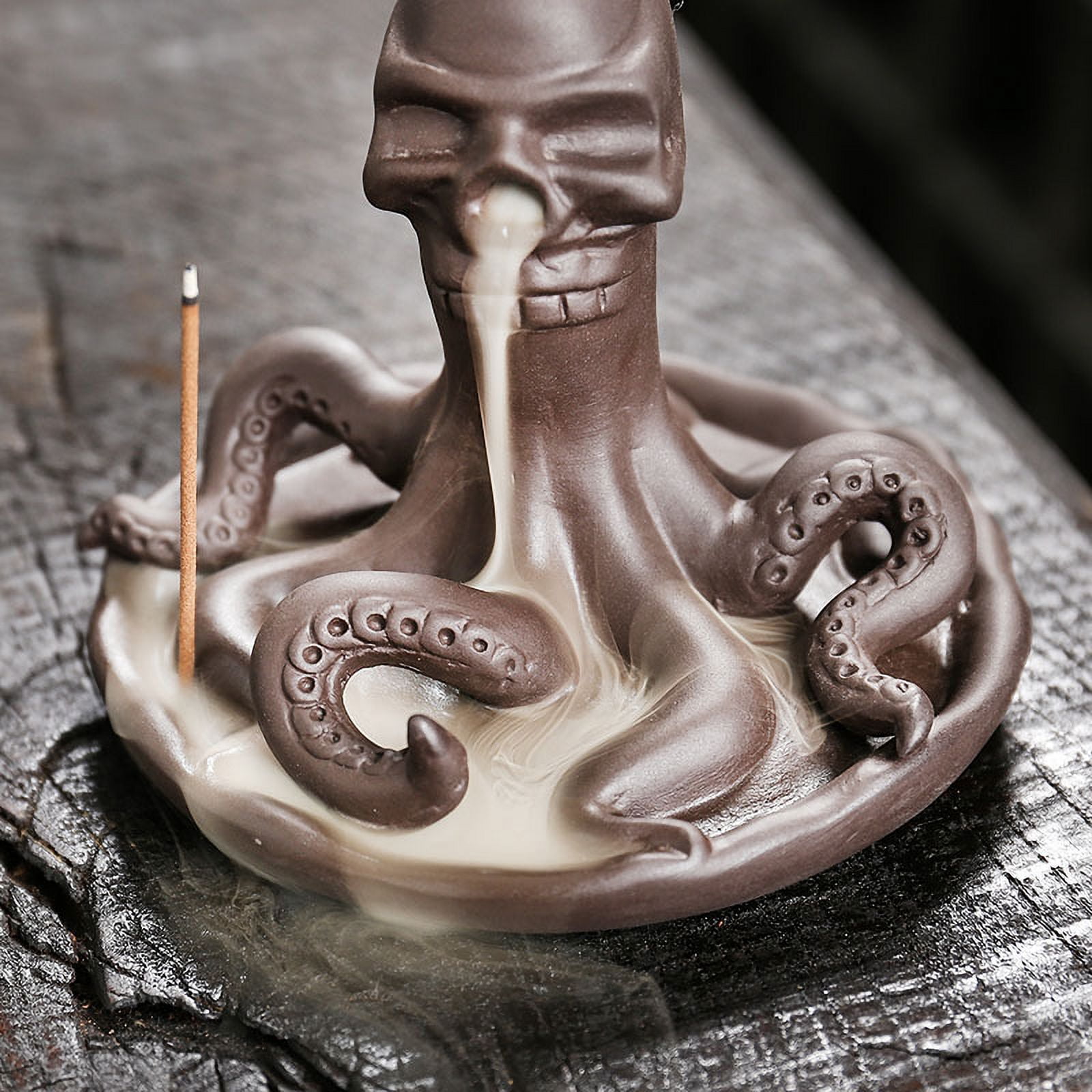 Purple Sand Ocean Animal Backflow Incense Burner,Creative Octopus Waterfall Smoke Incense Stick Holder Burner Home Craft Decoration