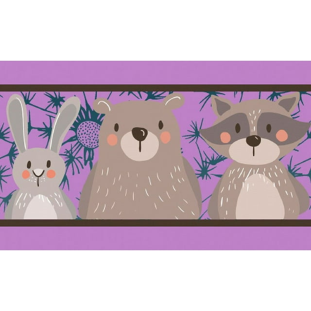 IBA Indianbeautifulart Purple Sloth|Bear & Rabbit Cartoon Fabric Laces For Crafts Printed Velvet Trim Fabric Sewing Border Ribbon Trims 9 Yards 3 Inches