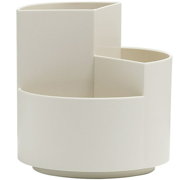 unbranded Organizador De Maquillaje Beige Con Base Y Tres Compartimentos Para Escritorio