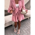 thumbnail image 6 of 2 Piece Sets for Women Matching Two Piece Fashion Oversized Shirts and Shorts Spring Outfit Pink L, 6 of 8
