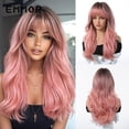thumbnail image 4 of Highlight Brown European and American Style Full Wig with Bangs Long Curly Hair Natural Fashion Full Wig, 4 of 8