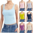 thumbnail image 3 of Women's Square Neck Tank Top Sleeveless Double Lined Basic Tops, S, Light Blue, 3 of 4