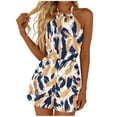 thumbnail image 2 of Axiiglly Rompers for Women Halter Tie Neck Backless Summer Boho Short Jumpsuits Casual Outdoor Daily Outfits, S-2XL, 2 of 7