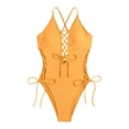 thumbnail image 4 of One Piece Swimsuit for Women Lace Up Deep V Neck Bathing Suit Cutout Monokini Design Stretchy Performance Swimwear for Beach and Pool Parties, 4 of 5