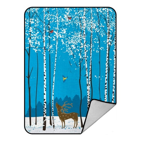 Crystal Rabbit YKCG Home Bathroom Christmas White Snow Winter Squirrel Deer Bird Bullfinches Animal Rabbits Blanket Crystal Velvet Front and Lambswool Sherpa Fleece Back Throw Blanket 58x80inches ()