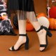 thumbnail image 2 of Sandalias De Tacón Alto Para Mujer Zapatilla Con Punta Abierta Correa De Tobillo Negro 41, 2 of 7