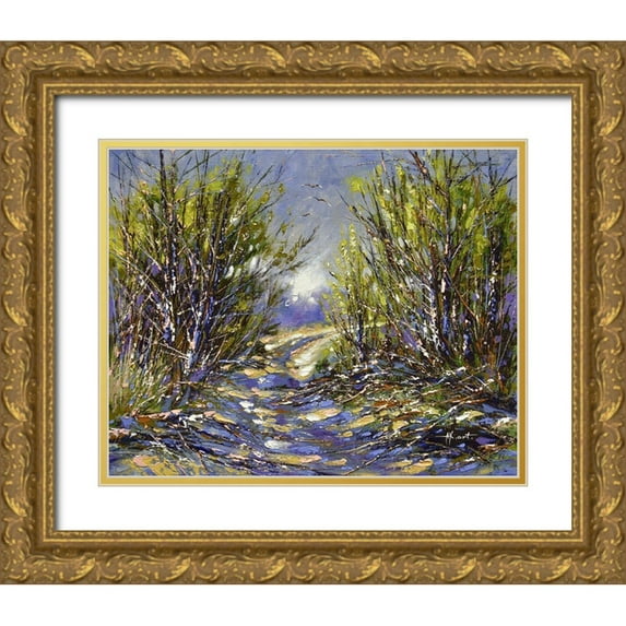 Chodyukov, Aleksander 24x20 Gold Ornate Wood Framed with Double Matting Museum Art Print Titled - Sunny Winter Road