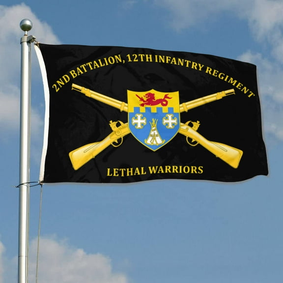 2nd Battalion, 12th Infantry Regiment Lethal Warriors 4th Infantry Division US Army Flag 3x5Feet Outdoor Indoor Decoration Flag with Brass Grommets