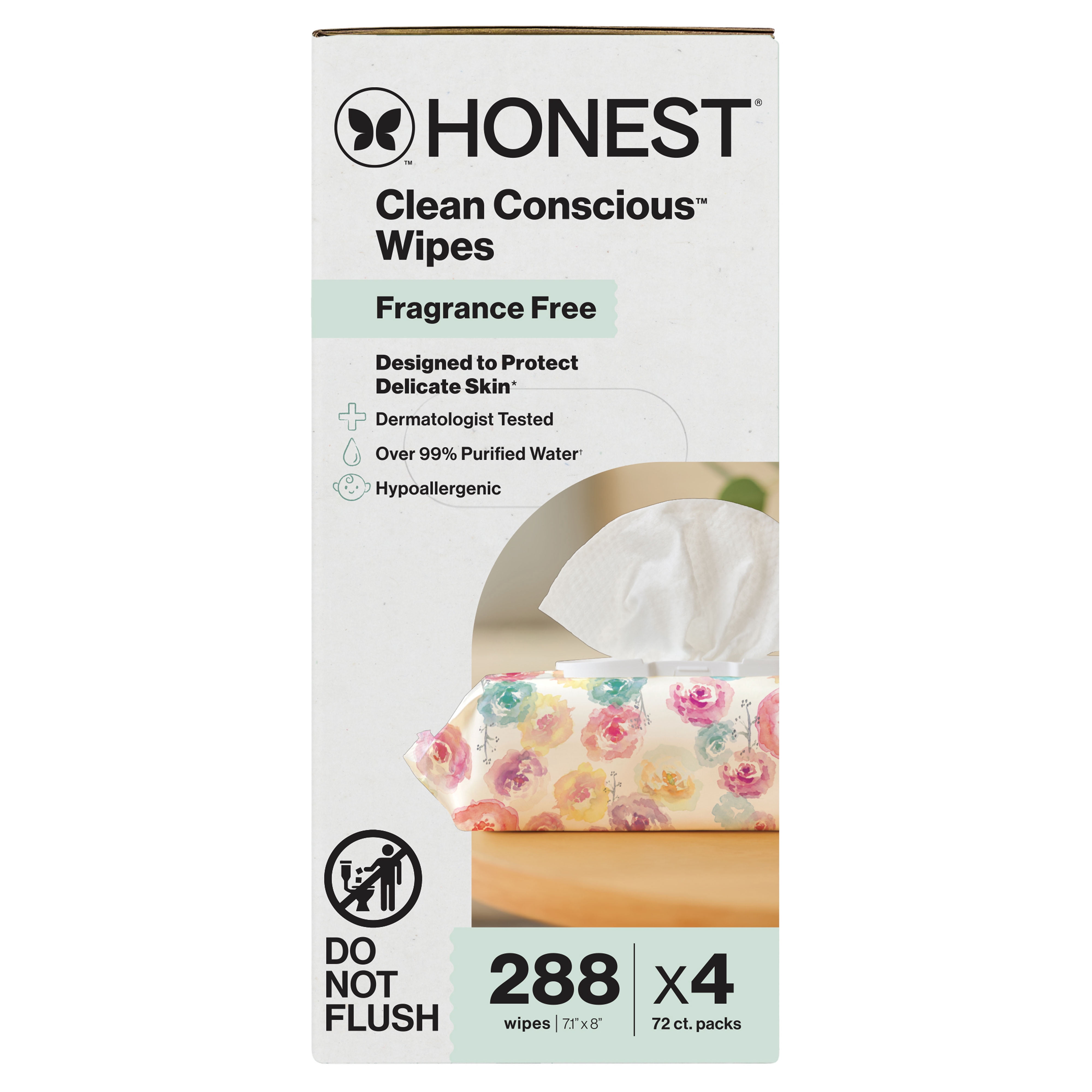The Honest Company Clean Conscious Wipes, Rose Blossom, 288 Count