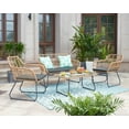 thumbnail image 2 of Antibes 2.0 Steel Rattan 4-Piece Patio Conversation Set with Cushions in Grey, 2 of 7