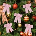 thumbnail image 3 of Mouliraty Christmas Bow, Snowflake Bow Color Christmas Bow Window Ornament Bow, for Wreath Garland Tree Decor, Indoor Outdoor Holiday Decorations, Pink, 3 of 5