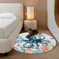 thumbnail image 3 of Octopus Coastal Round Rug 3ft Washable Circle Entryway Rugs Non Slip Summer Beach Ocean Coral Starfish Area Rug Indoor Floor Carpet for Bedroom Kitchen Living Room Home Office Dining Room Nursery, 3 of 8