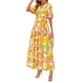 thumbnail image 1 of Vestido PRETTYGARDEN 2025 Boho Floral con Mangas Abullonadas Mediano, 1 of 7
