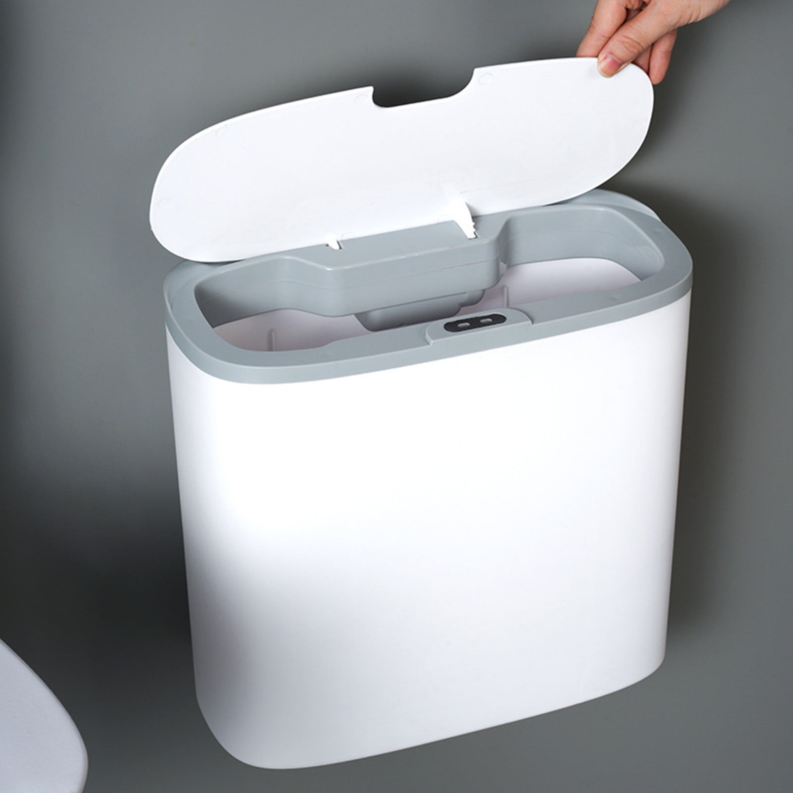 Hvmvliv Automatic Trash Can Touchless Trash Can 3.4 Gallon Smart Trash Can Wall-Mounted USB Rechargeable Sensor Trash Can With Lid For Kitchen/Living Room/Office/Bathroom/Bedroom Gray B