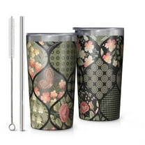 Pioneer Flower 10oz Tumblers Stainless Steel Tumbler with Lid and Straw,Vacuum Insulated Double Wall Travel Tumbler Cups with Cleaning Brush for Coffee, Tea