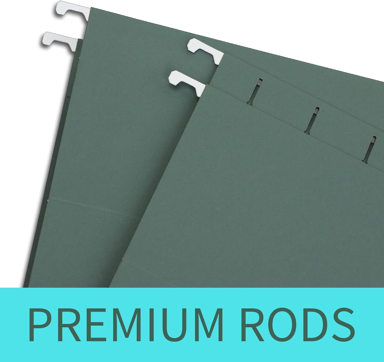 Hanging File Folders, 80 Pack Reinforced Letter Size Hanging Folders with Heavy Duty 0 Inch Expansion, Designed for Bulky Files, Medical Charts, 1/5-Cut Adjustable Tabs, Green