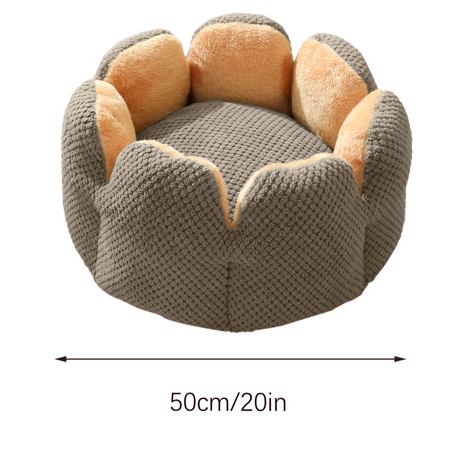 Uaswgudfs Cactus Petal Modeled Pet Bed, Winter Thickened Warm Cat Bed, Soft Sleeping Kennel Pad (Grey/Beige, Large)