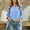 Light Blue, variant on Long Sleeve Tops for Women Pleated Crew Neck Top Basic Tees Casual Loose Beach Flowy Tunics