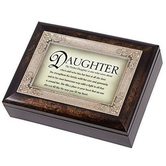 The Perfect Daughter Burlwood Jewelry Music Box Plays Amazing Grace