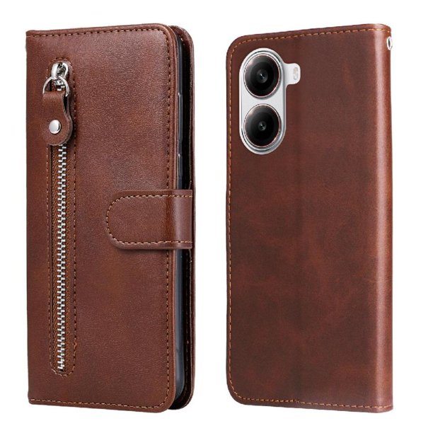 Estuche de Cuero PU con Cierre para Xiaomi Poco X7 Pro , Funda Protectora con Billetera y Correa