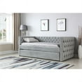 thumbnail image 5 of Pemberly Row Lansford Twin Size Tufted Nailhead Trim Daybed with Trundle in Dove Gray, 5 of 5
