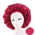 thumbnail image 3 of Gorro de satén liso ajustable de 58 cm, gorro para peinar el cabello, gorro para dormir de noche, gorro de ducha de seda morado, 3 of 3