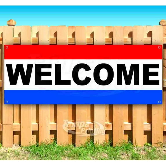 Welcome 13 oz Vinyl Banner With Metal Grommets