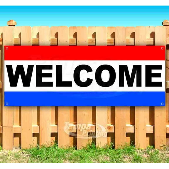 Welcome 13 oz Vinyl Banner With Metal Grommets
