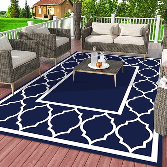 CIYISON Sun Resistant Outdoor Rug Washable Area Rug Ideal for Camping Deck Backyard Garden Balconys Pool Modern Home Decors Rug