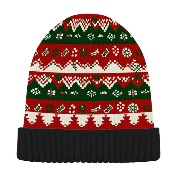 joogoo Vintage Christmas Beanie Hats Cuffed Winter Warm Knit Thick Beanies