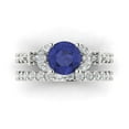 thumbnail image 2 of Clara Pucci 18K White Gold 2.94 Simulated Tanzanite Engraveable Engagement Ring + Wedding Band Set, 2 of 7