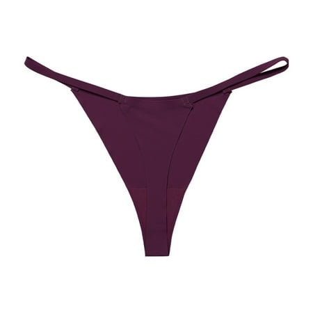 Ruimatai Womens Cotton Underwear Thongs Fashion Women Solid Color Low Waisted Lace Thong Breathable No Show Bikini Panties