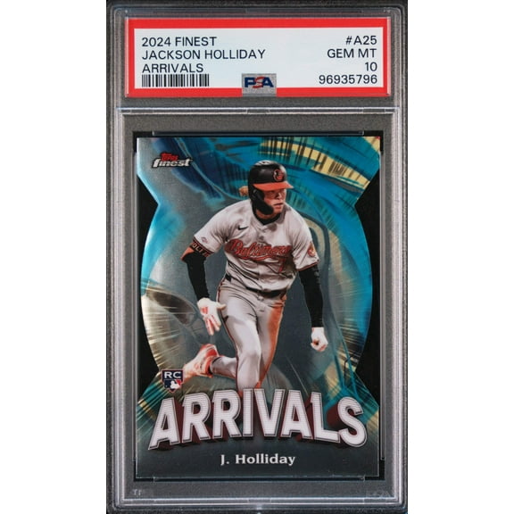Graded 2024 Topps Finest Jackson Holliday #A25 Arrivals Rookie RC Baseball Card PSA 10 Gem Mint