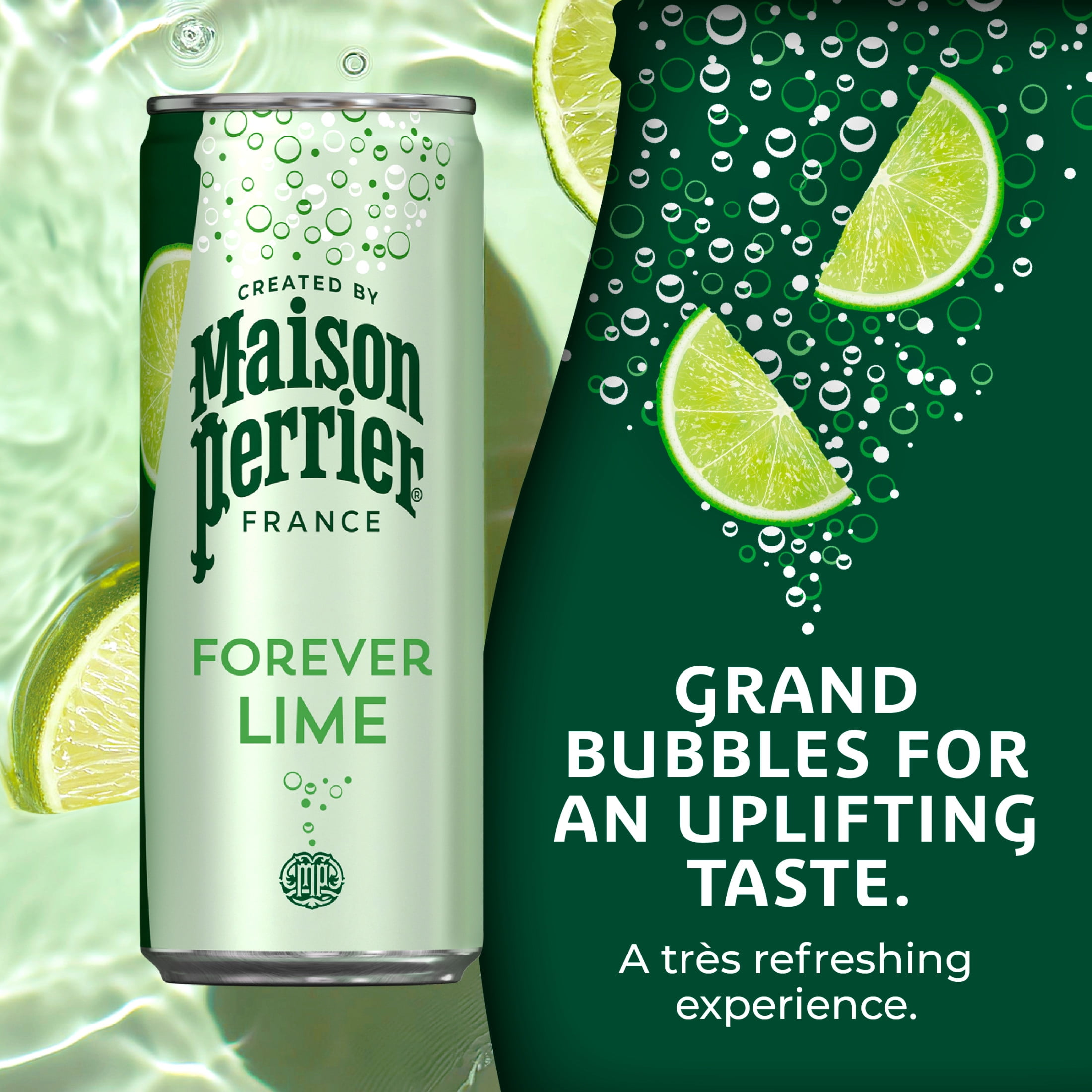 Maison Perrier Forever Lime Sparkling Water, Recyclable, 11.15 fl oz, 24 Pack Cans