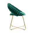 thumbnail image 6 of 2 Pieces Accent Chair, Velvet Upholstered Dining Chair with Woven Backrest and Cross Metal Legs, Modern Vanity Chair Living Room Chair Side Chair Office Chair with Adjustable Foot Pads, Emerald, 6 of 9