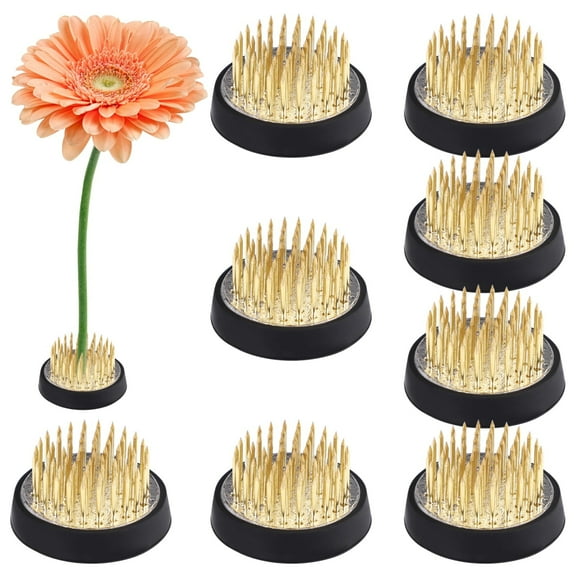 8 Pack Kenzan Flower Pin Holders - Reusable Brass Needle Frog for Floral Arrangement, Round Flower Fixed Tools with Non-Slip Base for Vases and Bowls
